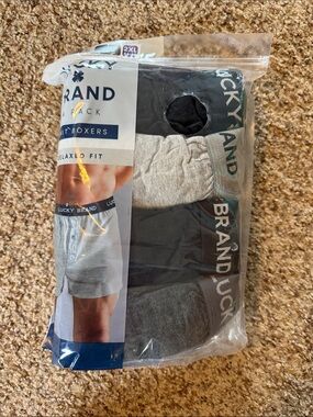 Lucky Brand Men’s 4-pack Knit Boxers - 2-Black, Light Gray, Dark Gray size 2XL